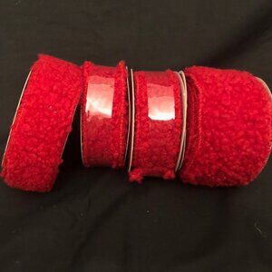 4 Rolls of Ribbon - Red Wool or Sherpa? NEW